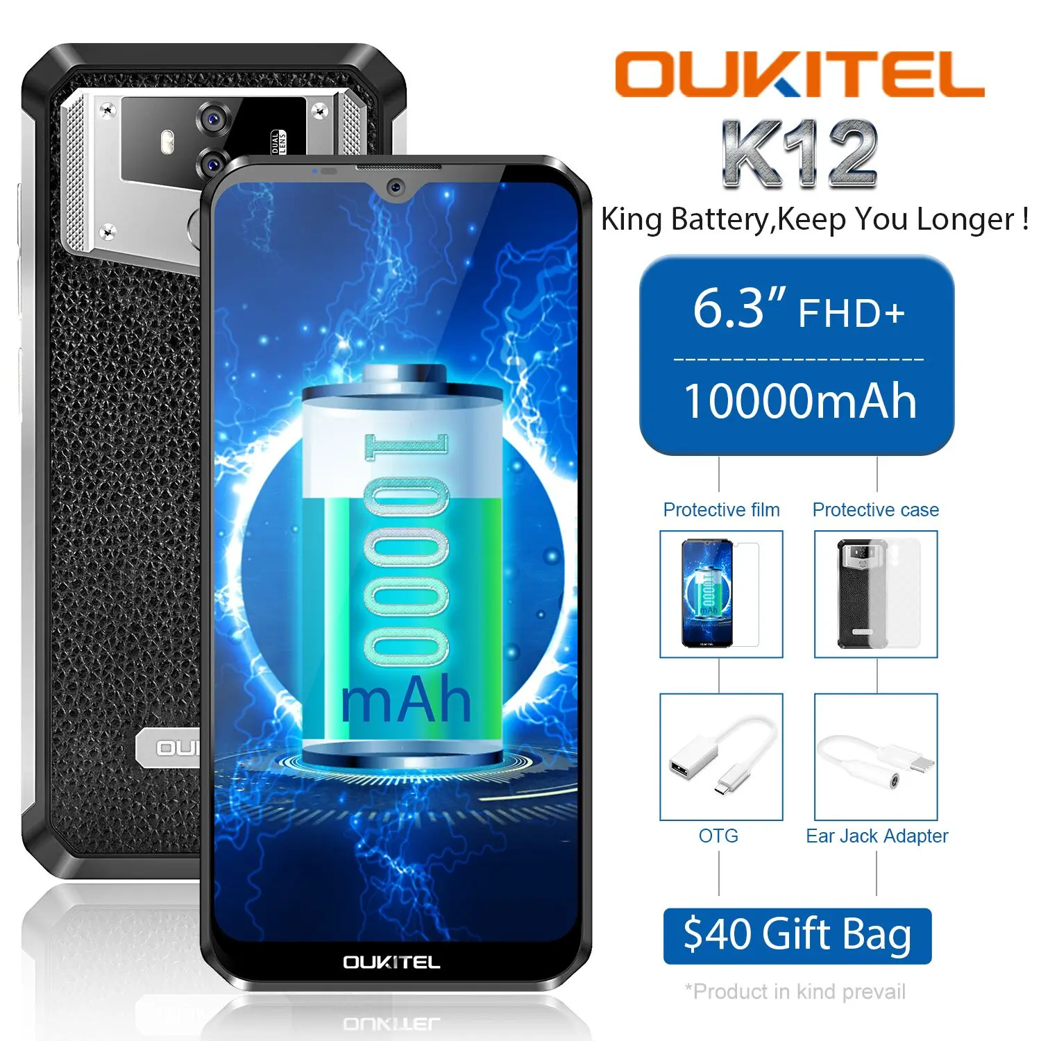 OUKITEL K12 смартфон с 6 3 дюймовым дисплеем ОЗУ ГБ ПЗУ 64 10000 мАч|Смартфоны| |