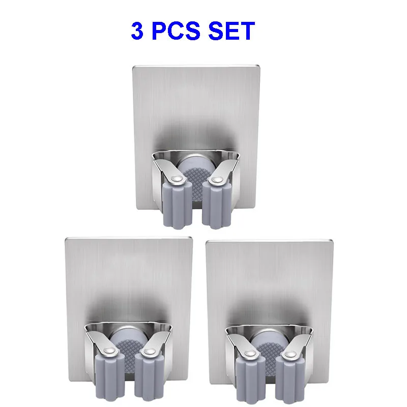 3 PCS 1 шт. Многофункциональный бесследный крюк для швабры держатель настенный кухонные часы с чашкой на присоске для ванной тряпка/Метла/Швабра держатель для хранения - Цвет: 3 PCS