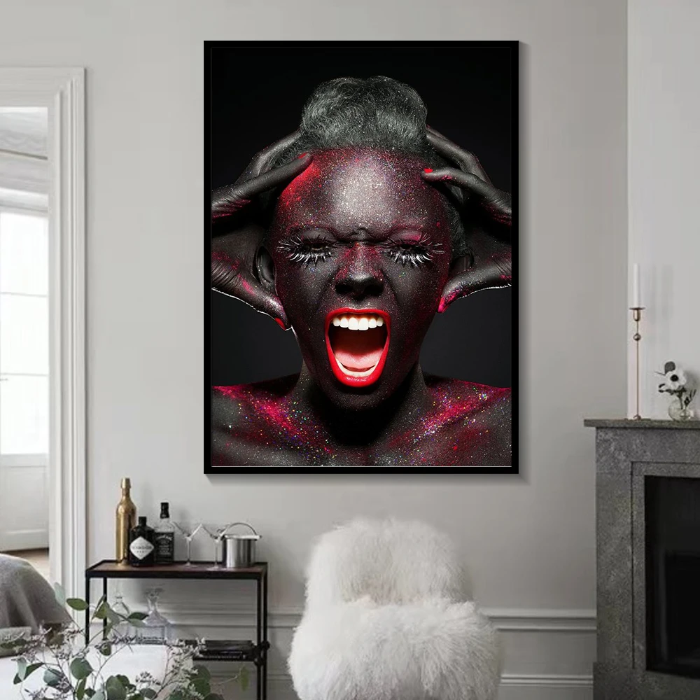 Black and white Creative Face Makeup Fantasy Watercolor Poster Pint Canvas Paintings Beautiful Lady Wall Art Home Decor | Дом и сад