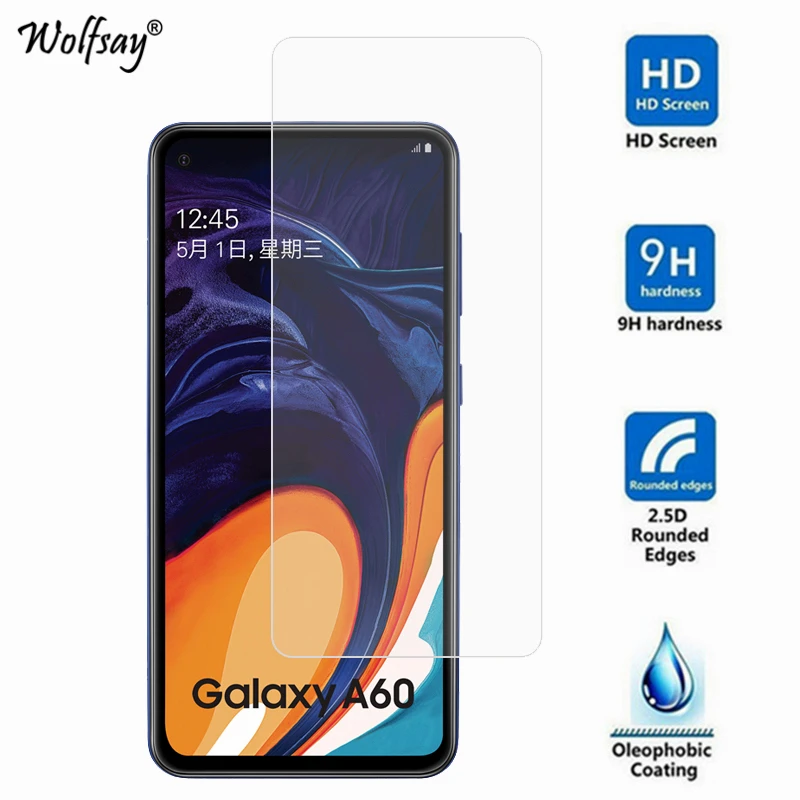 Protector de pantalla de vidrio templado para Samsung Galaxy A60, pel&iacute;cula de vidrio para tel&eacute;fono Samsung A60, 2 uds.-2