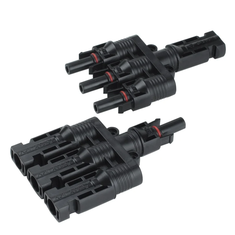

200 pairs / lot IP68 Waterproof 3 Branches Solar PV Connectors 3M-1F and 3F-1M Solar Panel 3 to 1 T Branch Connector LJ0150