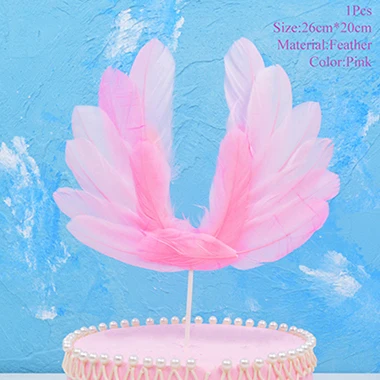 T1020-feather pink Taoup/вечерние принадлежности с единорогом; Топпер для торта; декор для вечеринки в честь Дня Рождения; декор для маленьких девочек и мальчиков с единорогом; Babyshower - Цвет: T1020-feather pink