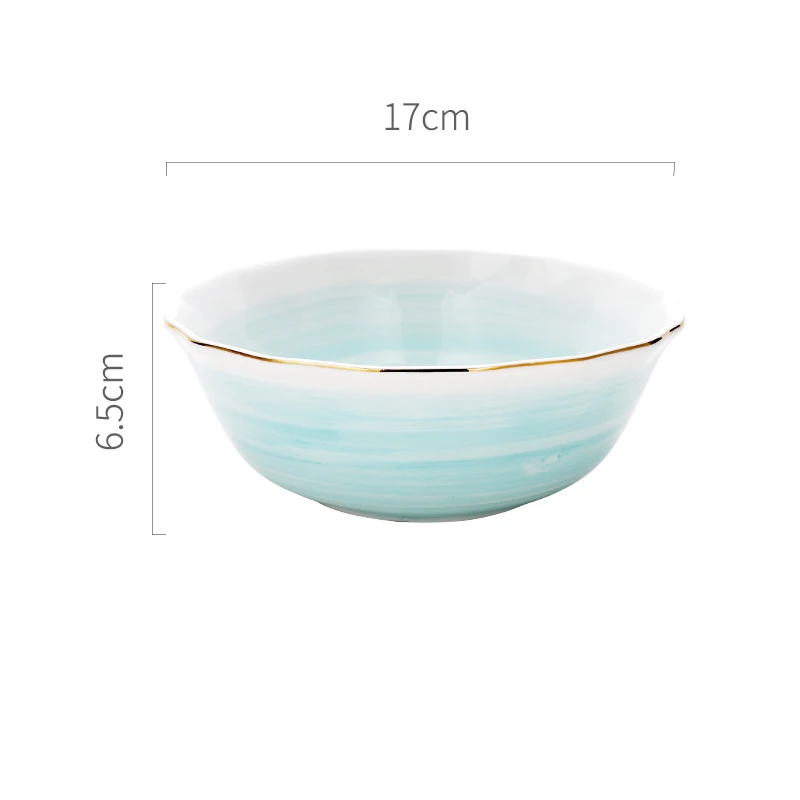 7inch bowl Blue Европейский стиль Пномпень керамическая Западная Посуда рисовое блюдо суп чашка стейк Блюдо Столовая Посуда Десертная Тарелка обеденная декоративная тарелка - Цвет: 7inch bowl Blue