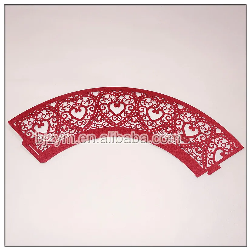 Сердце дизайн лазерной резки формы для тортов декоративной бумаги Muffin обернуть