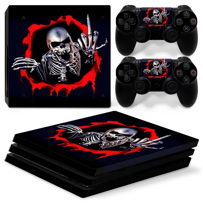 Супер новая версия Череп Дизайн Наклейка Обложка кожа Наклейка для Playstation 4 pro для PS4 Pro консоль контроллер - Цвет: TN-P4Pro-0140