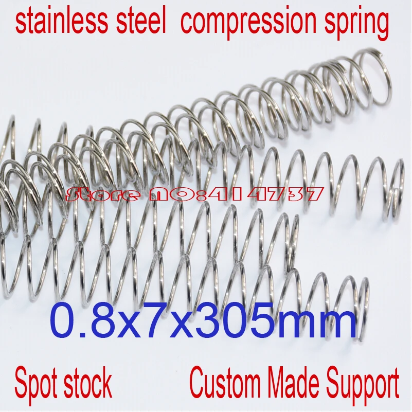 

5pcs 0.8*7*305mm stainless steel spot spring 0.8mm wire hammer spring Y type compression spring pressure spring OD=7mm