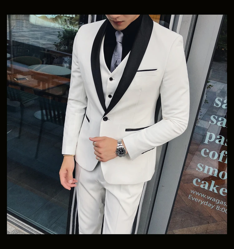 Белый костюм для мужчин для свадьбы Slim Fit Terno Completo 3 шт. мужские формальные костюмы смокинг черный Ternos костюм Homme Heren Pakken