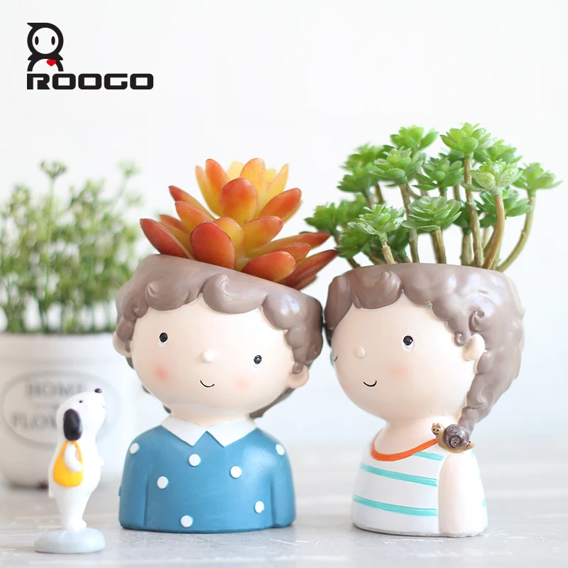 Roogo кудрявый мальчик цветочный горшок современный домашний сад кактус