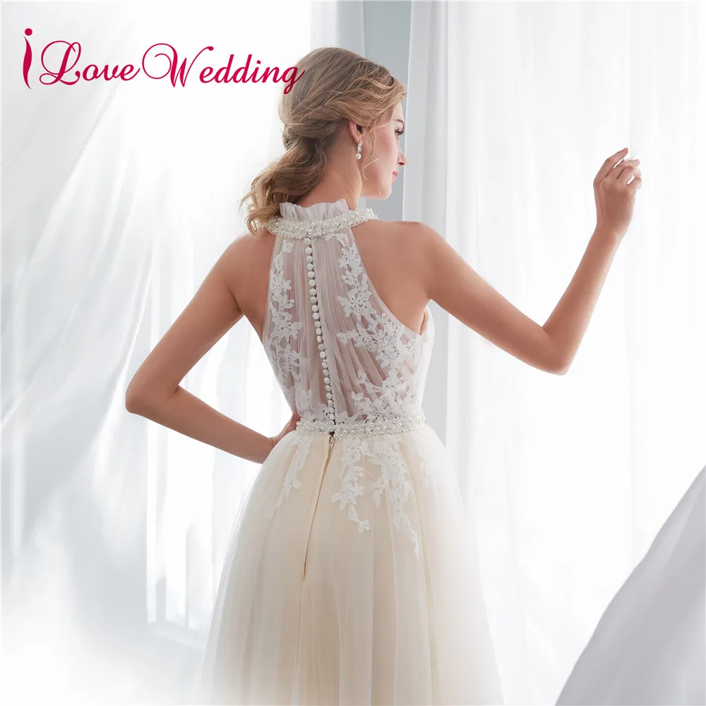 Vestido De Novia 2020 трапециевидной формы с лямкой на шее приглашения свадьбу фатиновой