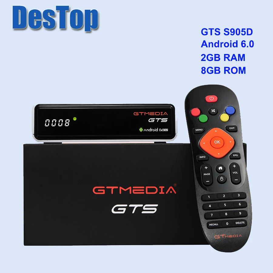 Freesat GTmedia GTS DVB-S2 спутниковый ресивер Amlogic S905D Android 6,0 Combo tv BOX 2 Гб ram 8 Гб rom BT4.0 телеприставка