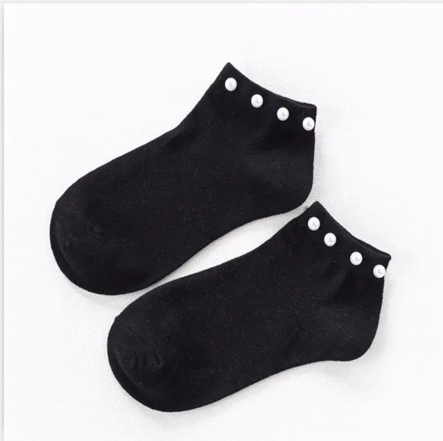 Женские носки до лодыжки с искусственным жемчугом удобные No Show хлопковые для