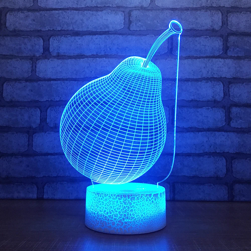 Pears3D ночник креативная Иллюзия 3d лампа светодиодная 7 цветов меняющая Настольная