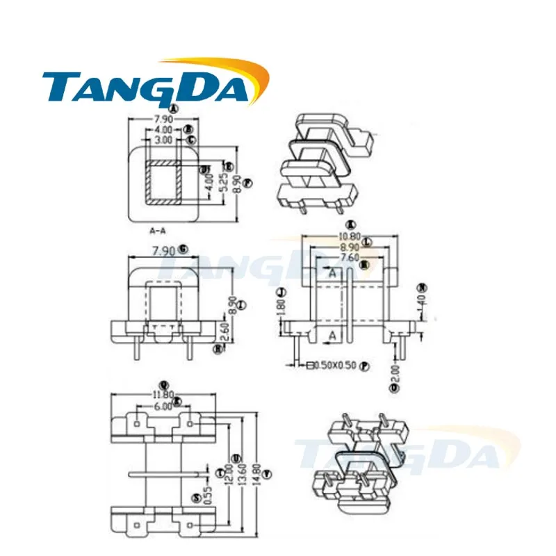 Tangda EE EE12 Тип 2 + pin 4P магнитный сердечник скелет ферритовый силовой трансформатор