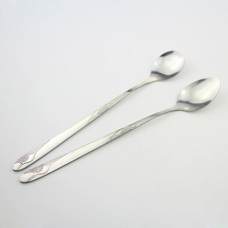 4 шт./компл. ложки с длинными ручками из нержавеющей стали для чая и кофе