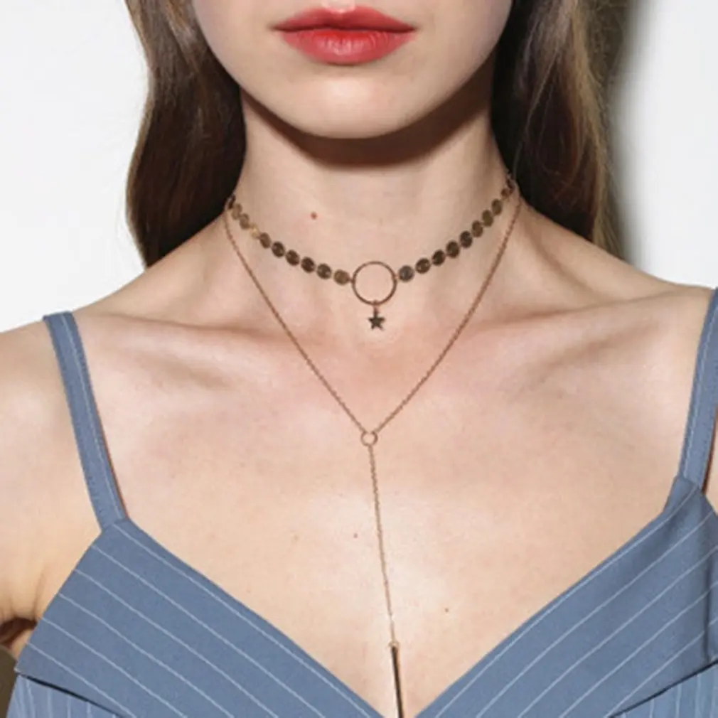 Простая Классическая Подвеска на ожерелье звезда девушка длинные звенья цепи