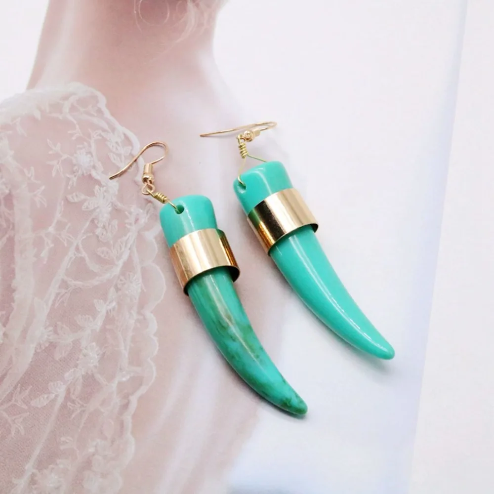 Рог Черный Зеленый Золотой Серый Смола элегантные модные серьги для женщин