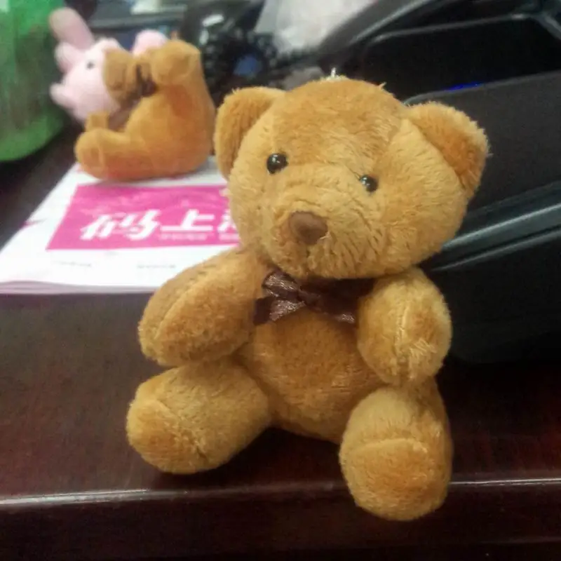 Акция Оптовая Продажа 2 шт./лот 11 см плюшевый мини коричневый медведь для телефона