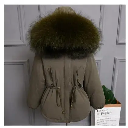 Army Green 20 Утепленное теплое зимнее пальто для женщин, большой размер, настоящий натуральный мех, белый пуховик на утином пуху, пальто, верхняя одежда с капюшоном, Женская куртка SF1111 - Цвет: Army Green 20