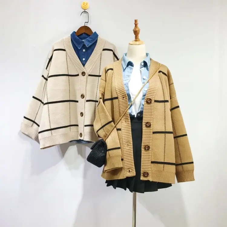 HSA женский свитер и кардиганы Vneck Повседневный свитер Джемперы однобортный рукав летучая мышь корейский кимоно куртка sueter