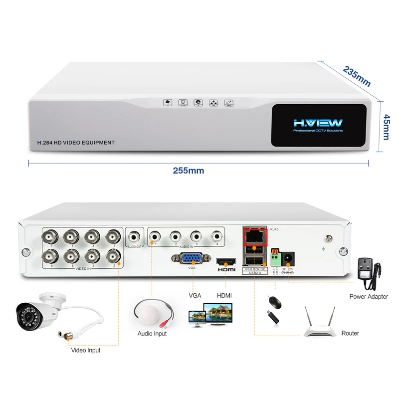 H. View 8CH 1080 P CCTV DVR системы s с 1 ТБ жесткий диск 4 шт. 2.0MP AHD камеры скрытого
