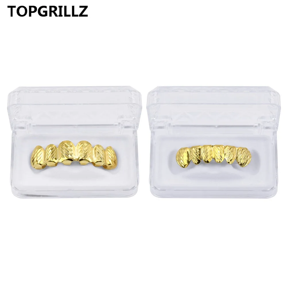 Комплект топа и нижнего белья TOPGRILLZ золотистого цвета с D Cut 6 зубами для хип хоп