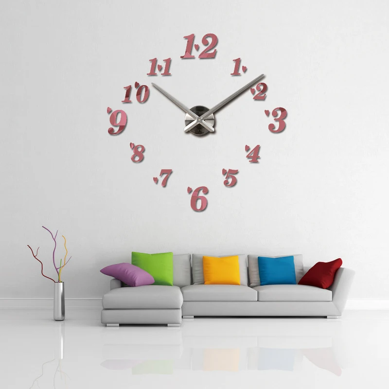  Hot Sale Home Decoration Wall Clock Design Acrylic Mirror Clocks Stickers accessories Living room|Настенные часы| |