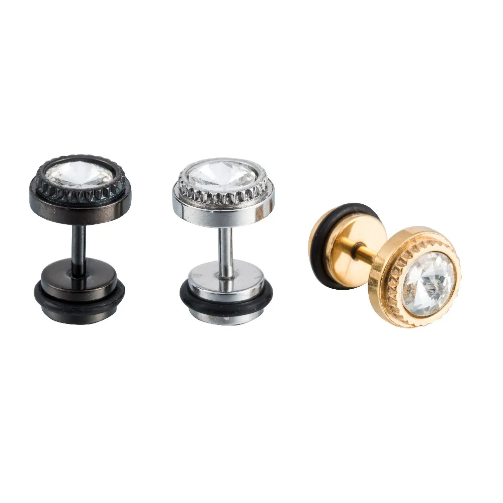 30 шт., ювелирные изделия из нержавеющей стали, самоцветы, шпильки для ушей, поддельные затычки для ушей, обманка, туннели, иллюзия, затычки, серьги, бесплатная доставка, выбор цвета