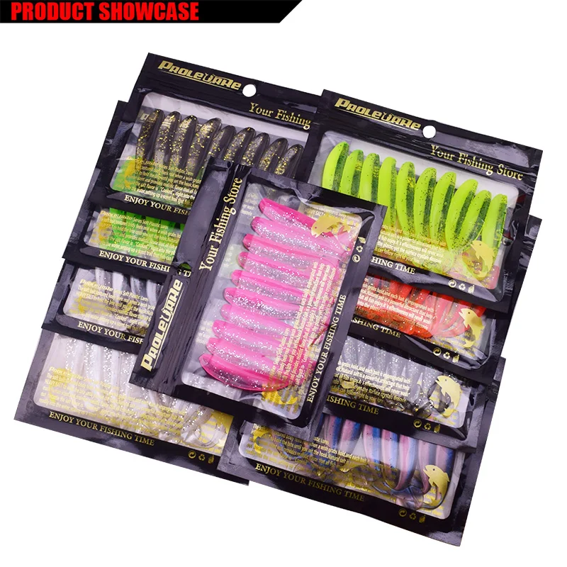 

10Pcs/lot T tail Worm Wobbler Soft Lure 75mm 55mm Swimbaits Artificial Silicone Soft Bait Bass Carp isca Flying Fishing tackle