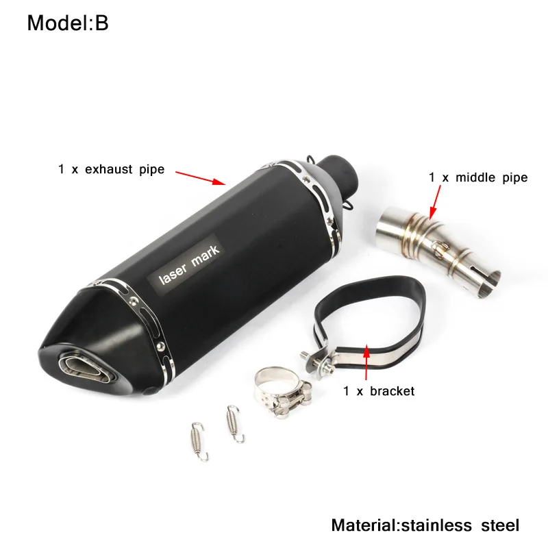 B Для Кавасаки ниндзя z250 ниндзя 250 300 2013- мотоцикл из нержавеющей стали средние трубы Silp on 51 мм глушитель выхлопной трубы системы - Цвет: B