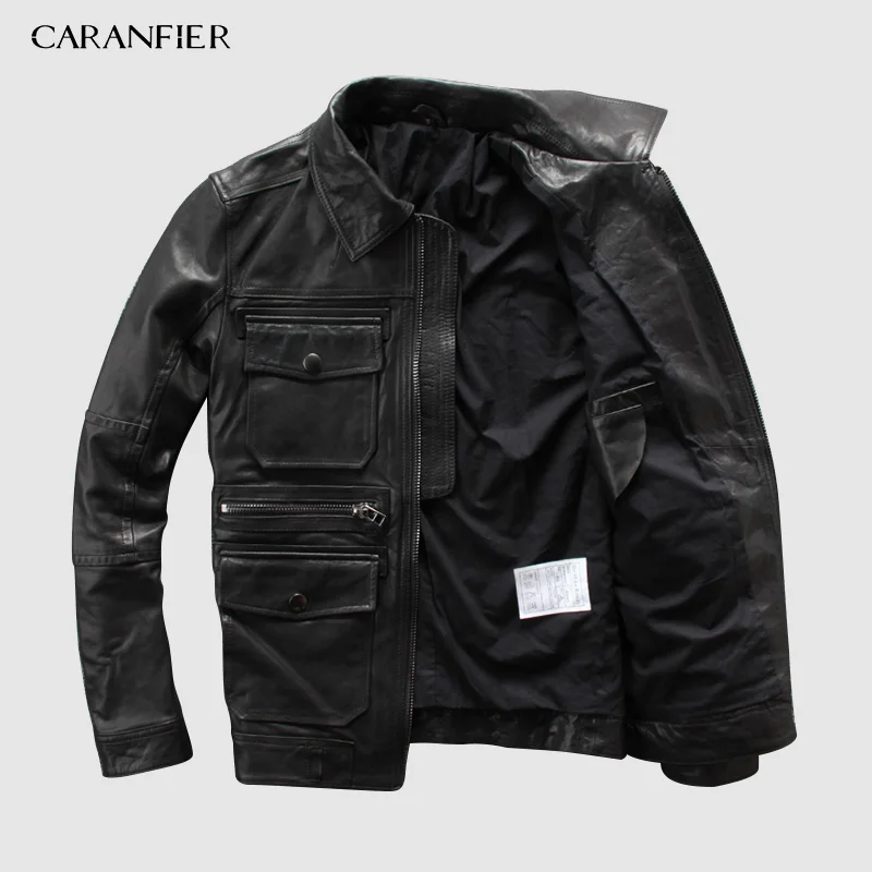 CARANFEIR 2019 100% мужская кожаная куртка из овечьей кожи новый стиль искусственная