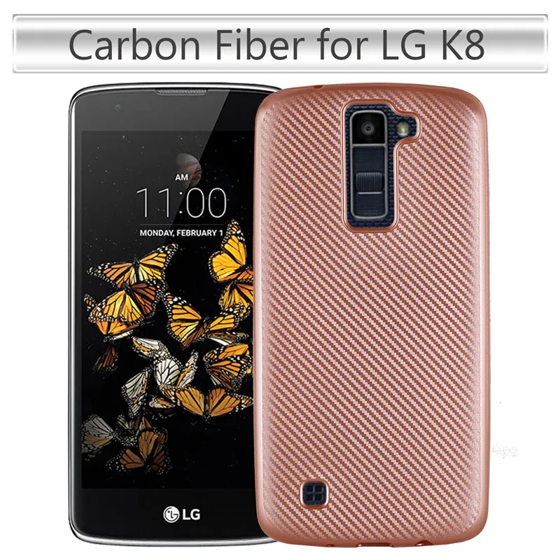 WolfRule For Case LG K8 Cover Luxury Full Protection Carbon Fiber Brushed Soft TPU K350 K350E K350N |