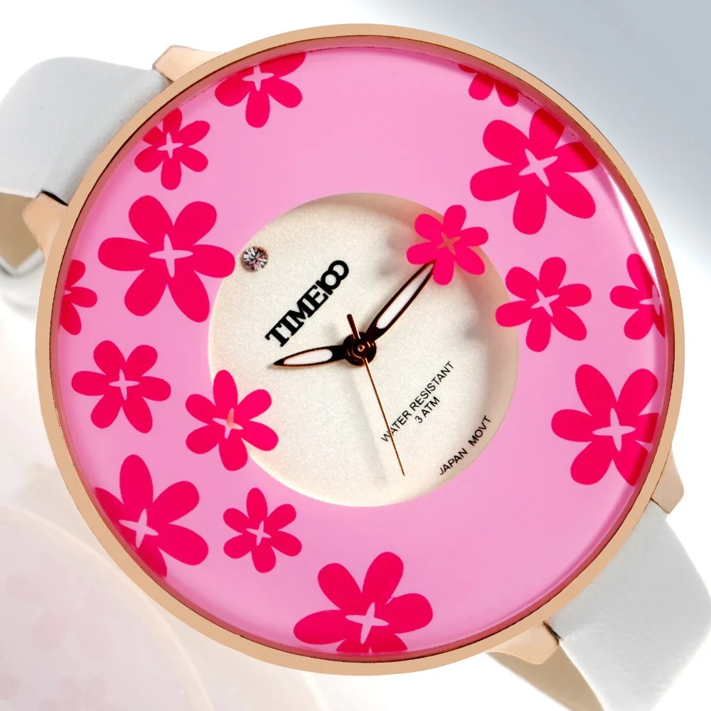 TIME100 Fashion Watches Women Quartz Pink Leather Strap Big Dial Ladies Dress Casual Wrist Watch Clock bayan kol saati | Наручные часы