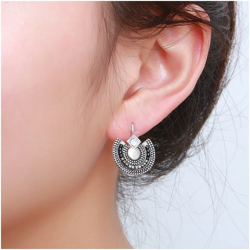 Shineland богемные винтажные антикварные модные серьги-клипсы с кристаллами и стразы
