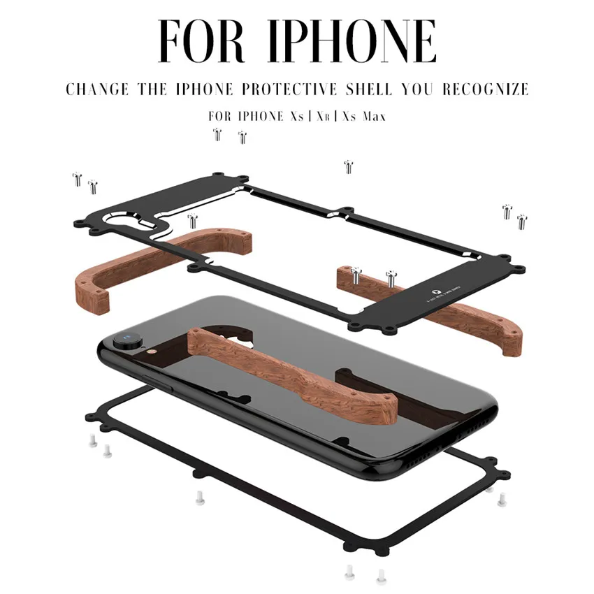Чехол R Just для Apple iPhone XS XR Роскошный Жесткий металлический алюминиевый деревянный