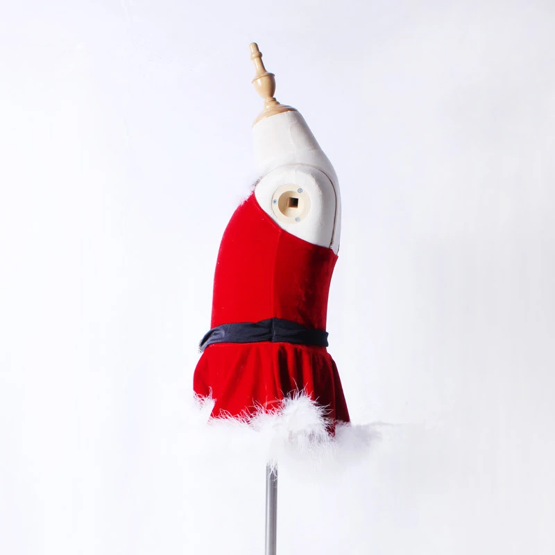 Бархатные рождественские современные танцевальные костюмы для детей красная