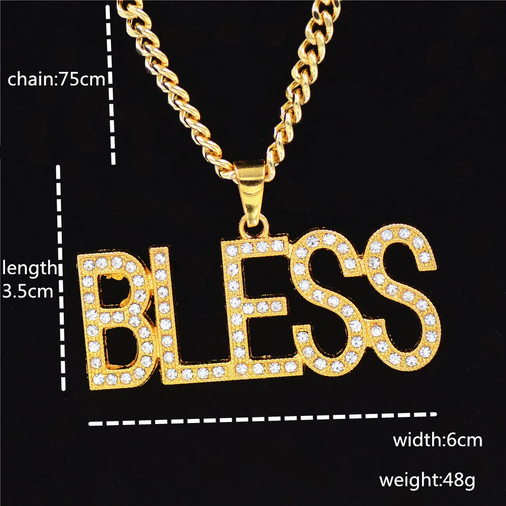 Uodesign хрустальные подвески с надписью JESUS BLESS золотые украшения подарки для мужчин