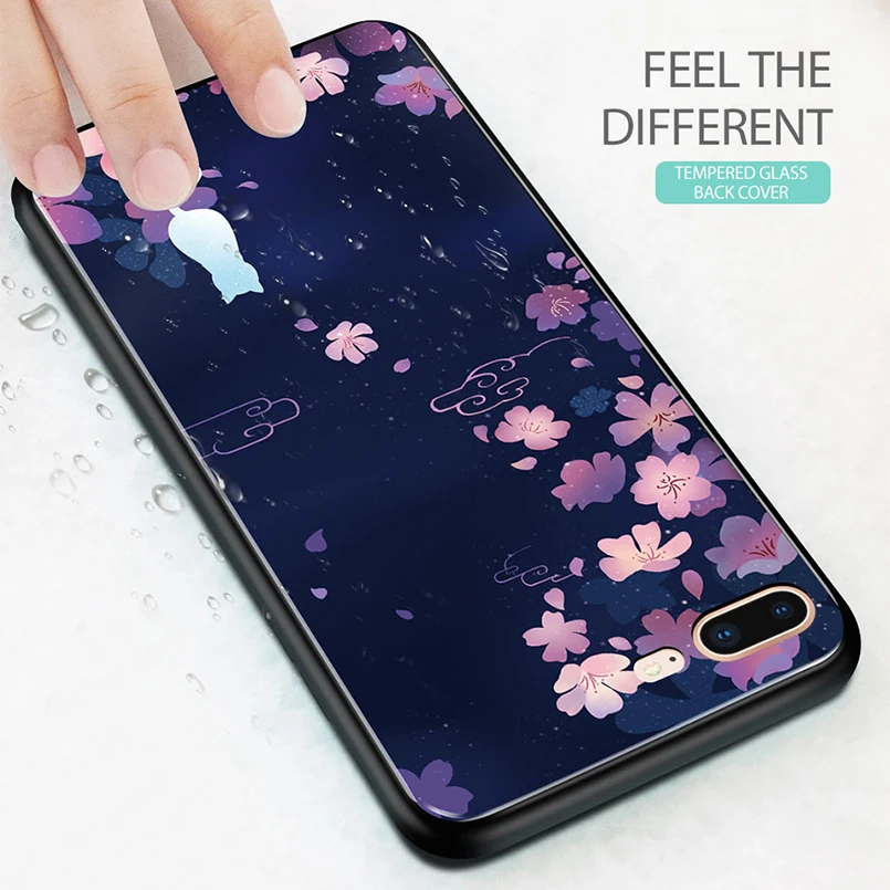 ASINA Tempered Glass Case For iPhone 8 Plus Luxury Original Cute Back Cover 6 6s 7 Xs Max Xr Bumpers |
