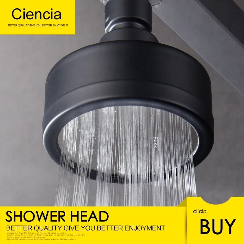 304 Stainless Steel Black Shower head with High Pressure and Dense Rainfall Wall mounted Rotary and Detachable Fixed Shower Head