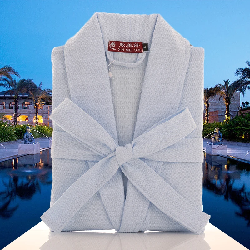 Халат кимоно хлопковый для мужчин и женщин вафельный банный халат одежда сна
