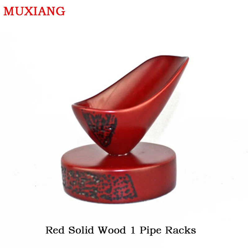 

RU- MUXIANG Smoking Accessories Spoon Shape Round Base 1 Pipe Racks Engraved Solid Wood Tobacco Pipe Stand Free Shipping fa0059
