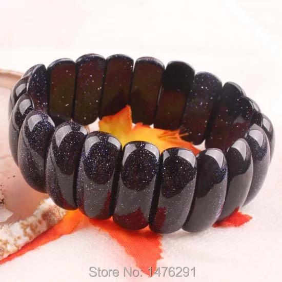 Браслет с тянущимися бусинами сине-золотой камень 9x24 мм 7 5 &quotL | Украшения и