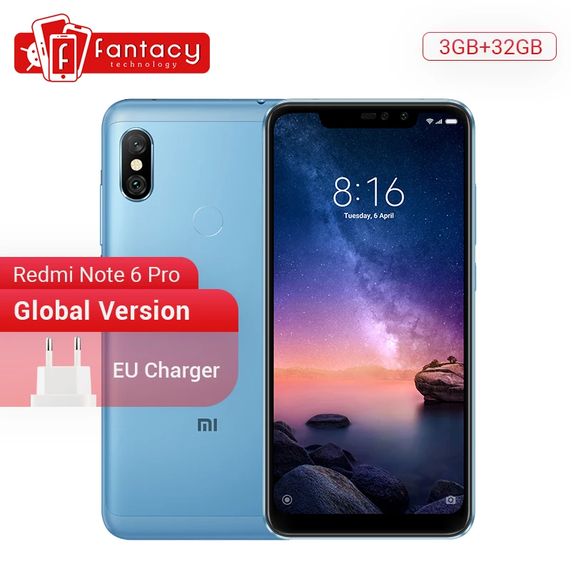 Глобальная версия Xiaomi Redmi Note 6 Pro 3GB 32GB 26 &quot19:9 полный экран 1080P двойная камера