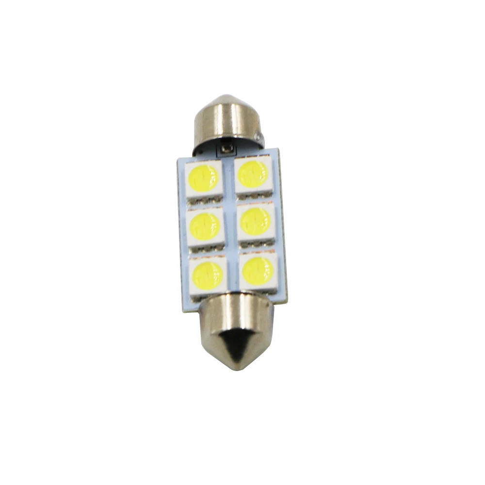 YSY 20pcs Festoon 31mm 36mm 39mm 41mm LED Bulb C5W Super Bright 5050 6SMD Auto Interior Doom Lamp Car Styling Light 12v white | Автомобили