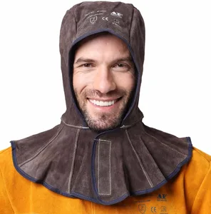 Сварочный капюшон из спилка воловьей кожи сварочная шляпа хлопковая сетчатая подкладка анти-пламя Прошитые CE утвержденные сварочные колпаки