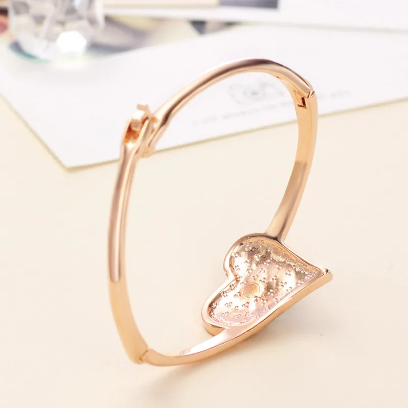 Neoglory австрийский браслет с кристаллами и стразами в форме сердца розовое золото