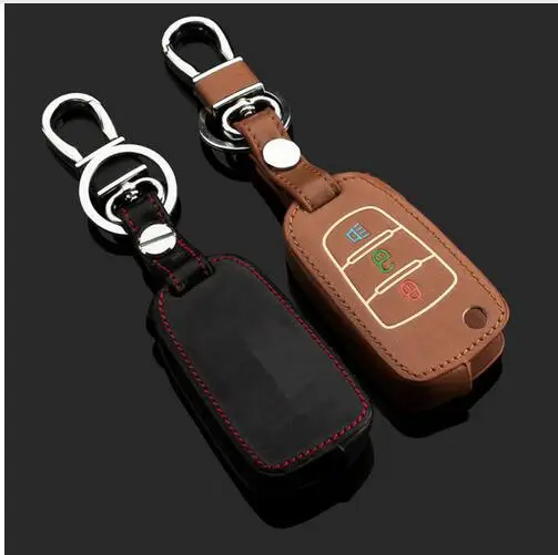 B styling black Зад световой кожаный чехол для автомобильных ключей, крышка чехол для Защитные чехлы для сидений, сшитые специально для Great wall C30 C20R C50 M2 M4 hover H1 H2 H3 H5 H6 3 кнопки складной светится в темноте - Название цвета: B styling black