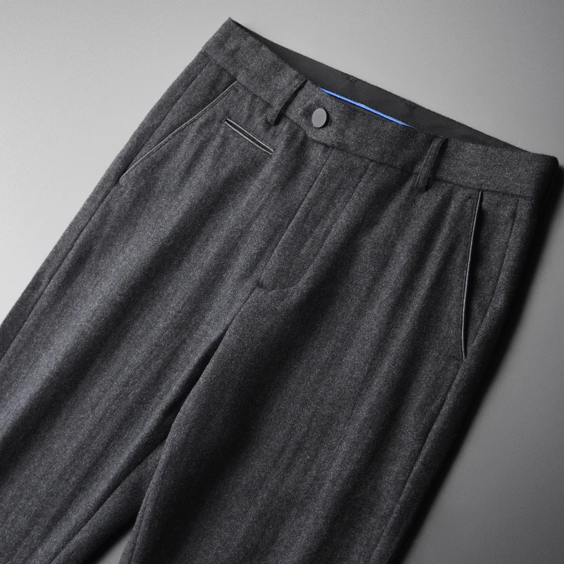 Мужские костюмные брюки Minglu высококачественные прямые деловые из смешанной