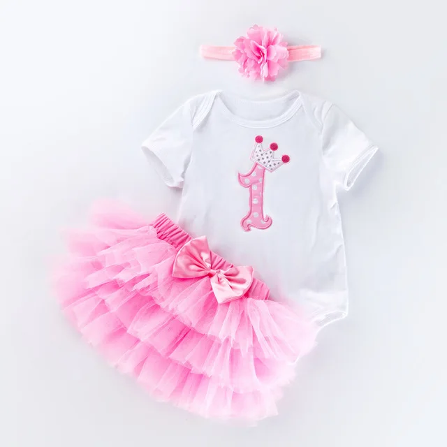 Summer Baby Girl Clothes 0-2 Year Birthday Dress Set Suits Infant Clothing Sets Romper Headband Tutu Bebes |