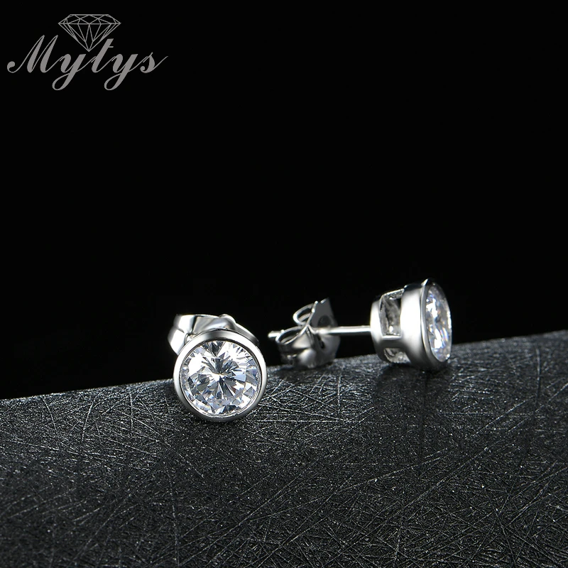 Mytys белого золота Цвет Кристалл серьга для Для женщин небольшие серьги Модные