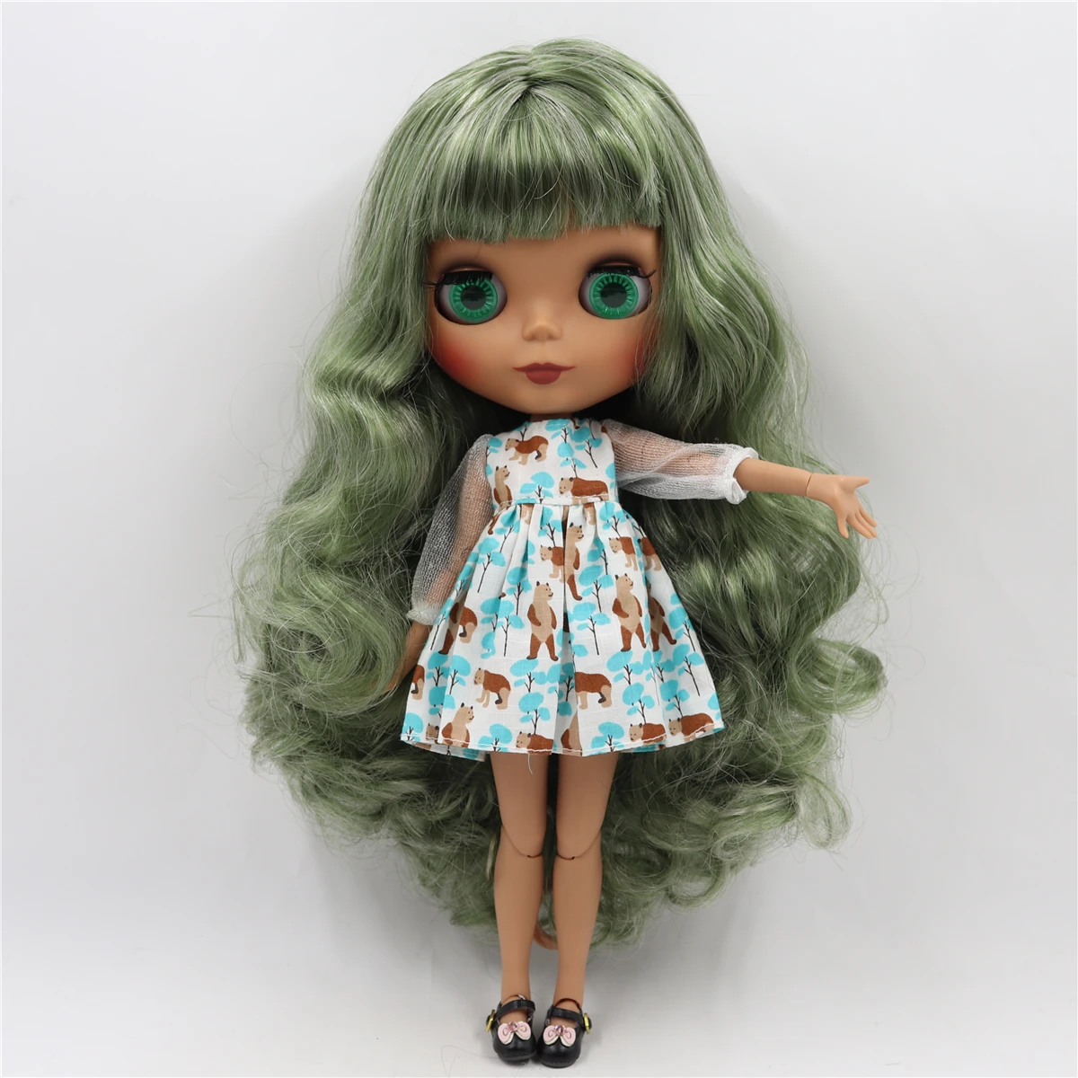 Ледяной DBS Blyth кукольные 1/6 bjd acticulated кукла шарнирное тело зеленый микс седые